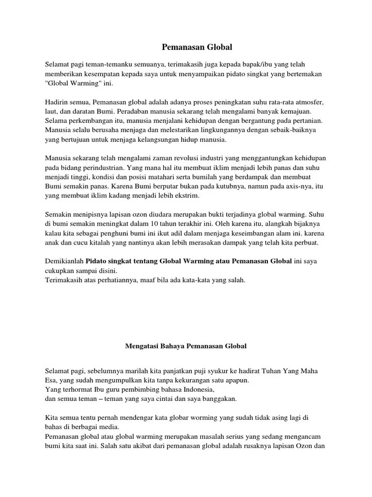Pidato Pemanasan Global | PDF