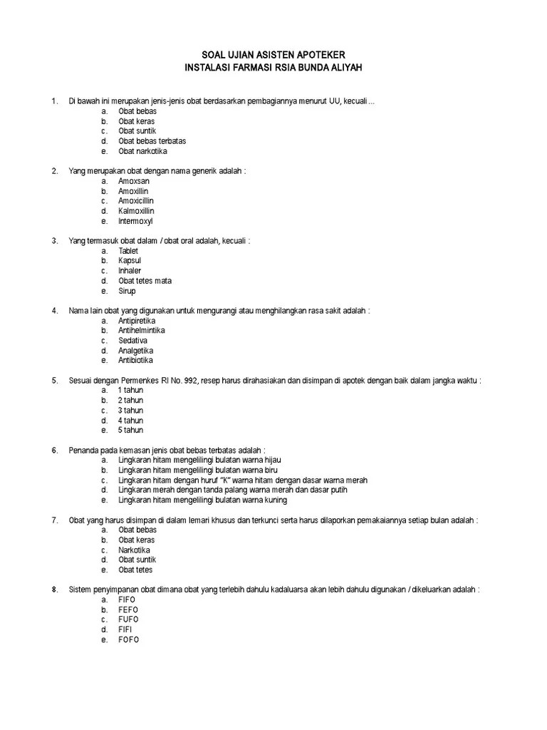 26+ Contoh Soal Tkb Farmasi Rodolfo Leach