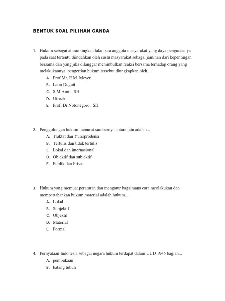 Online ✓ langsung lihat hasilnya! Bentuk Soal Pilihan Ganda Pdf