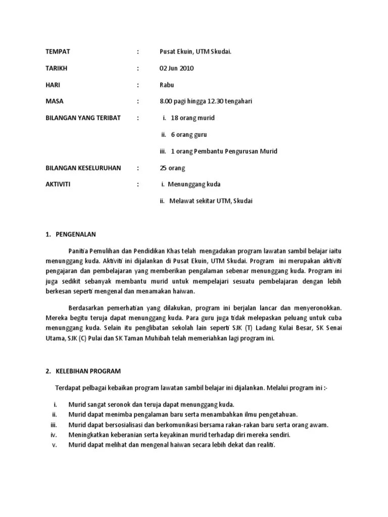 Contoh progam kerja dan laporan program kerja tahunan sekolah. Contoh Laporan Aktiviti Pdf