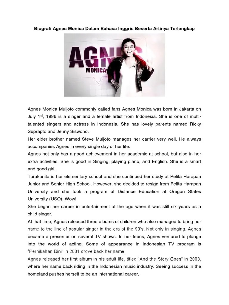 Contoh cv dalam bahasa inggris yang baik dan benar beserta artinya surat lamaran kerja september 19 2020 06 54 contoh cv dalam bahasa inggris ketika kita . Biografi Agnes Monica Dalam Bahasa Inggris Beserta Artinya Terlengkap Pdf Entertainment Performing Arts