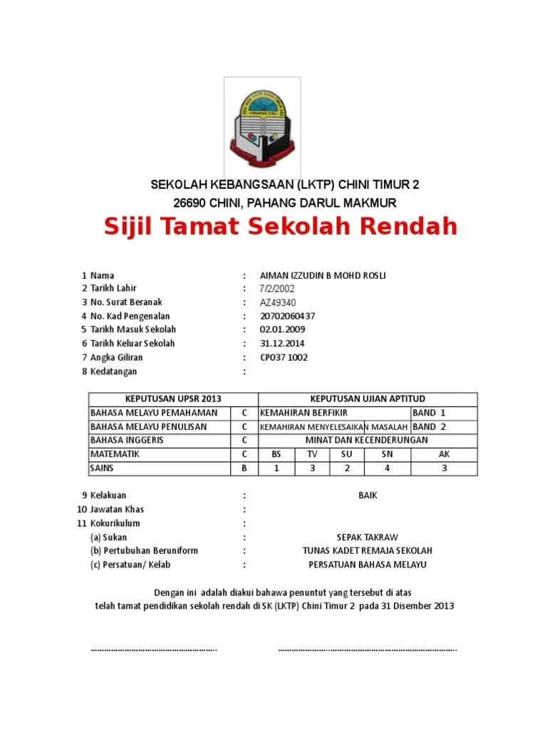 Draf Sijil Berhenti Sekolah Pdf 