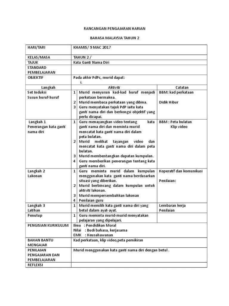 Hubungi telegram di bawah untuk dapatkan rph ini. Rph Kata Ganti Nama Tahun 2 Pdf