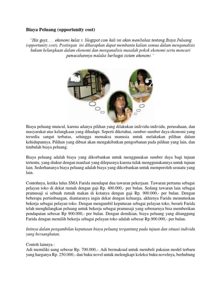 Biaya Peluang Dalam Ekonomi - Pengertian Dan Cara Menghitung Biaya Peluang Ekonomi : Simak pengertian, contoh kasus, konsep hingga rumus biaya peluang di sini!
