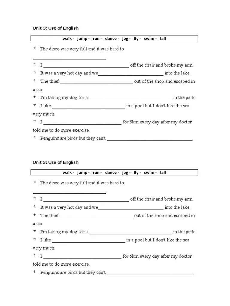 Unit 3 - Use Of English 1 | PDF