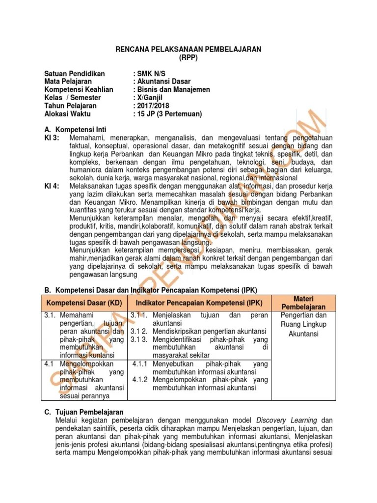 Download buku pengantar akuntansi kelas 10 kurikulum 2013 pdf. Rpp Akuntansi Dasar Smk Revisi 2017 Saripati Pendidikan Indonesia Pdf
