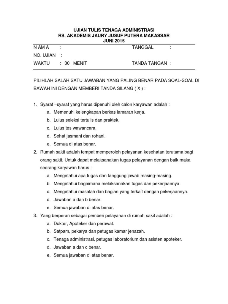 Download Soal Tes Tulis Masuk Akper