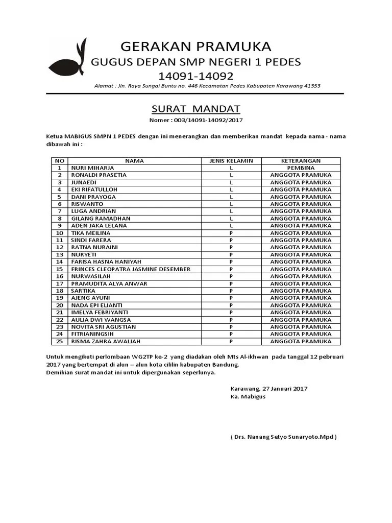 / berikut adalah beberapa contoh surat . Surat Mandat Pramuka Pdf