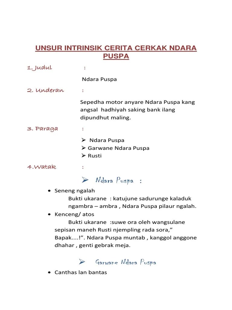 Cerpen Bahasa Jawa Dan Unsur Intrinsiknya Pigura