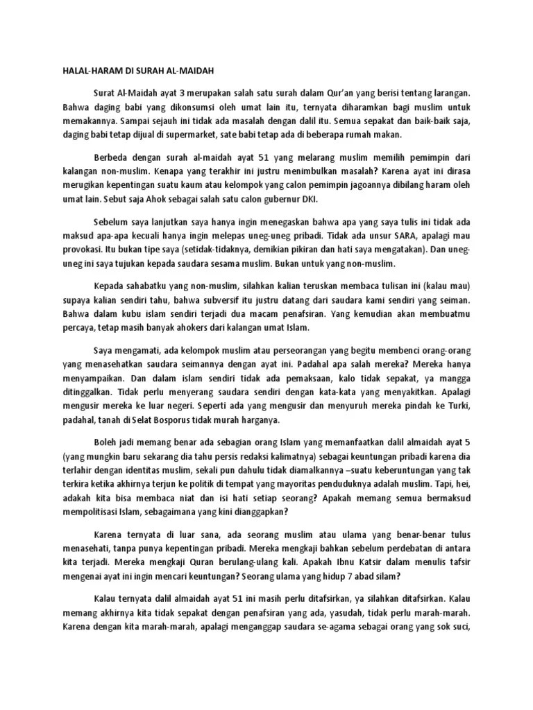 Halal Haram Di Surah Al-Maidah | PDF