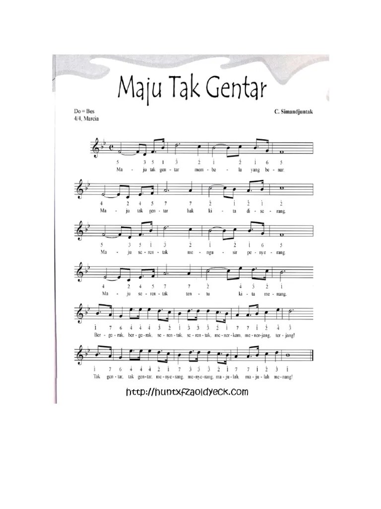 Detikers hafal lirik lagu maju tak gentar? Not Lagu Maju Tak Gentar