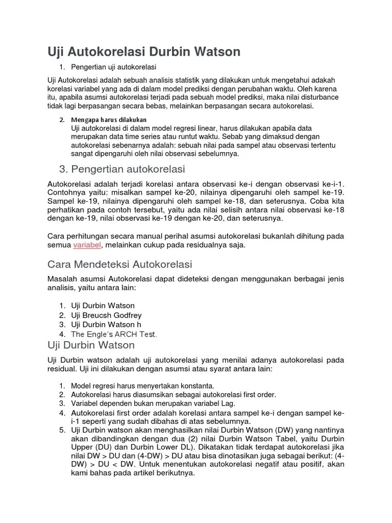 Dari hasil uji autokorelasi di atas dapat dilihat bahwa prob 0,6249. Materi Autokorelasi Kelompok With Aris Pdf