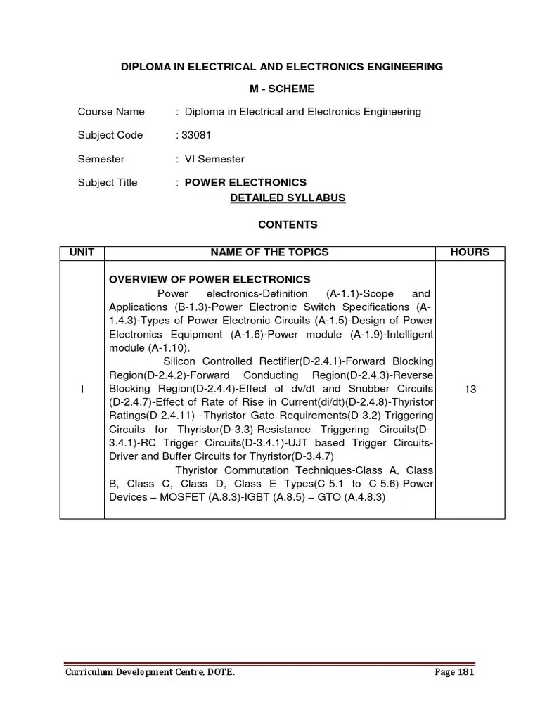 Power Electronics Syllabus | PDF | Power Inverter | Power Electronics