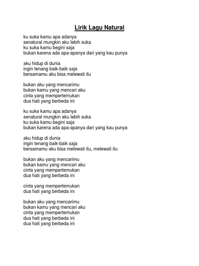 Blog ini tidak menyediakan link download mp3 gratis dari lagu rohani diatas. Lirik Lagu Natural Pdf