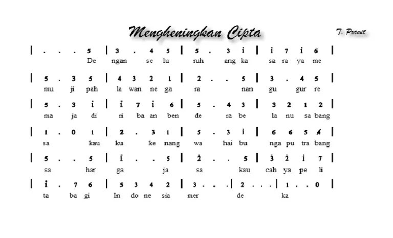 Lagu ini menceritakan tentang perjuangan para . Not Angka Mengheningkan Cipta Pdf