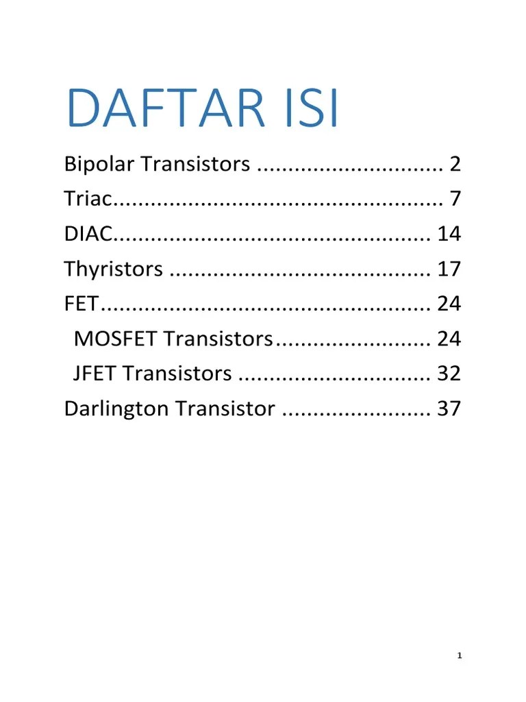 Daftar Isi Field Effect Transistor Transistor