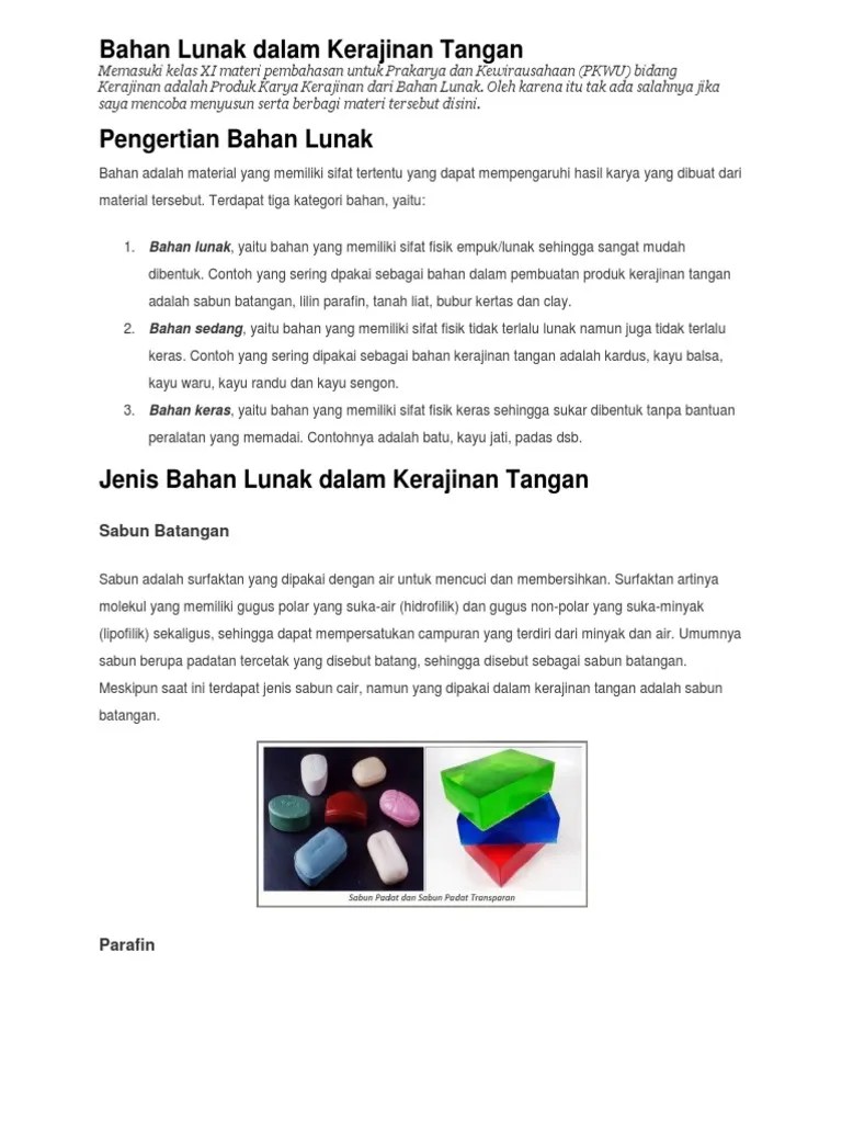 Jenis Dan Karakteristik Bahan Lunak 