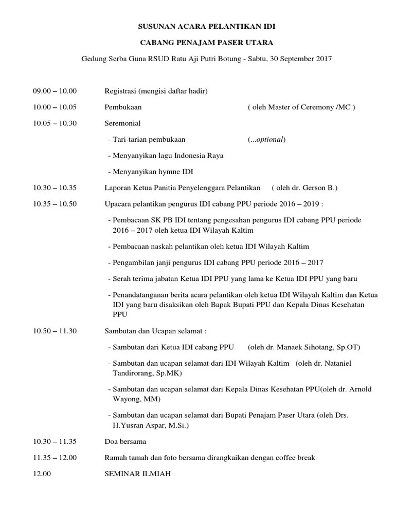 Susunan Acara Pelantikan | PDF