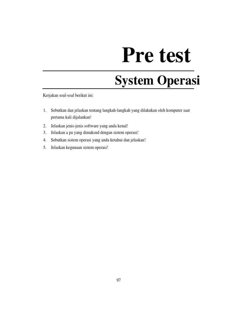 Pre Test Sistem Operasi | PDF