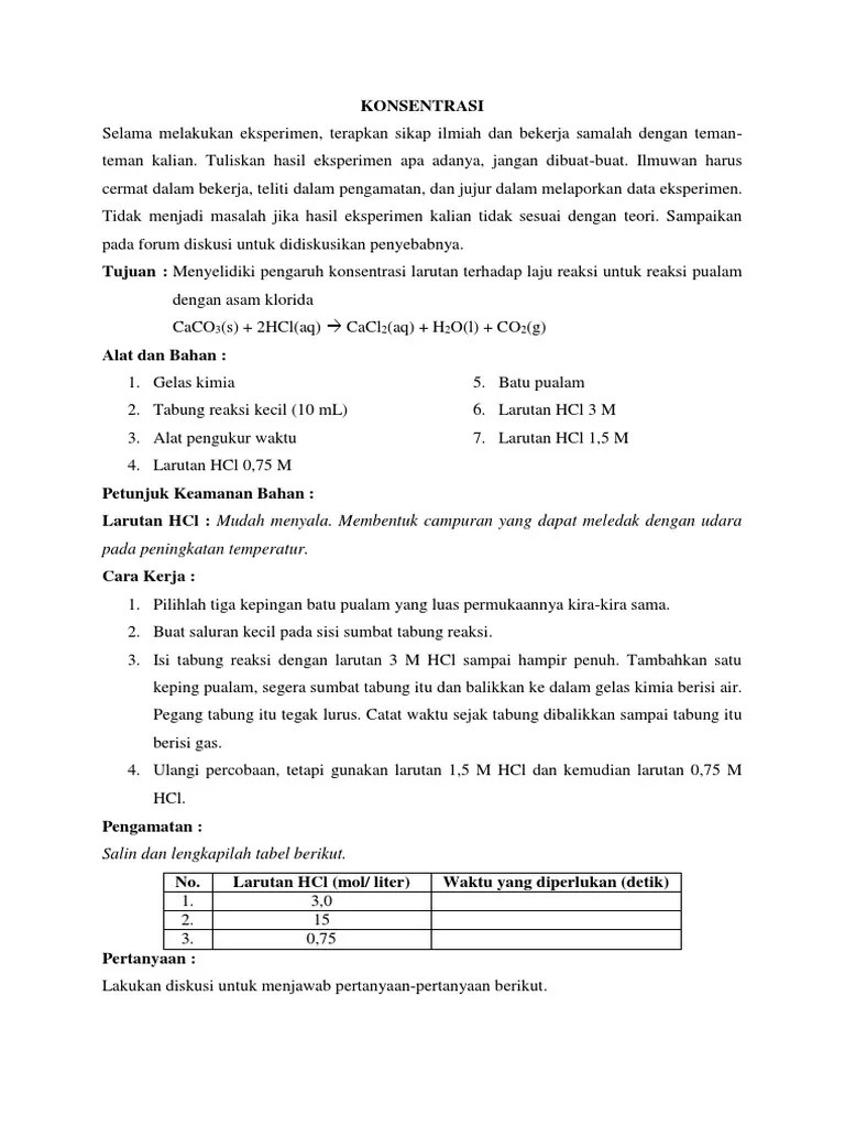Lks Praktikum Laju Reaksi | PDF