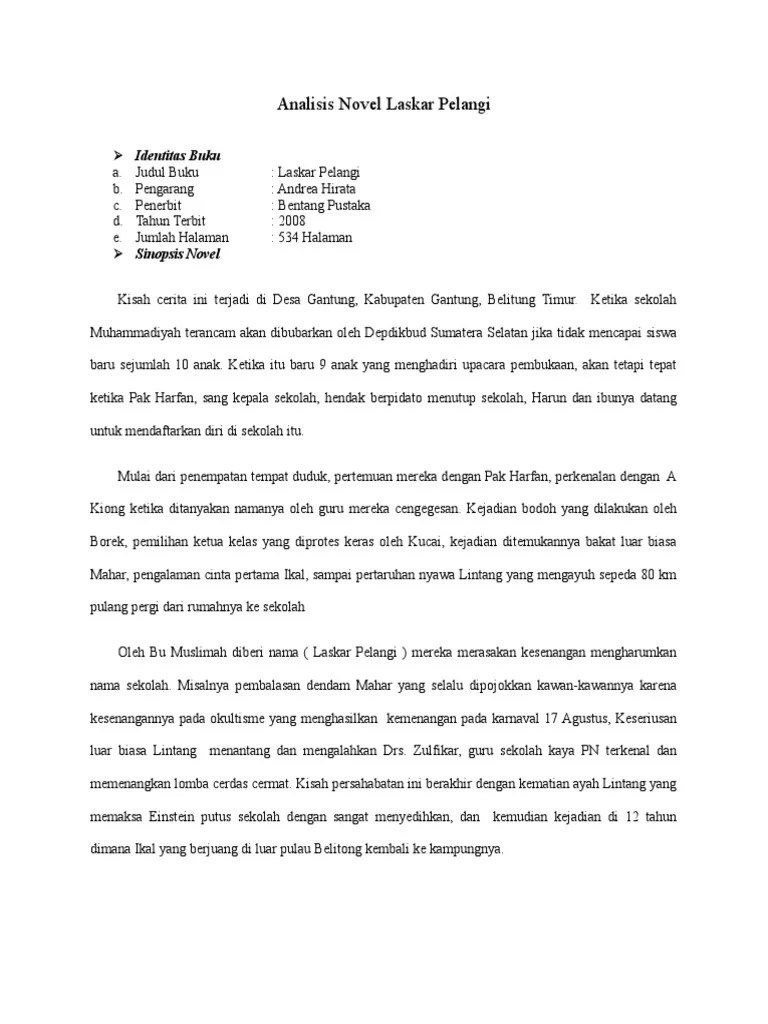 Unsur Intrinsik Novel Laskar Pelangi Lengkap Berbagai Unsur Cute766