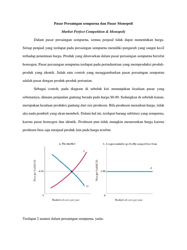 Pasar Persaingan Sempurna Dan Pasar Monopoli | PDF