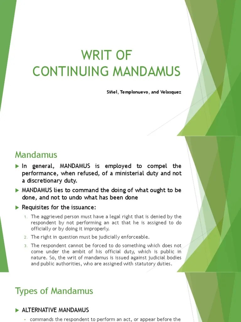 Writ of continuing mandamus v4 super final
