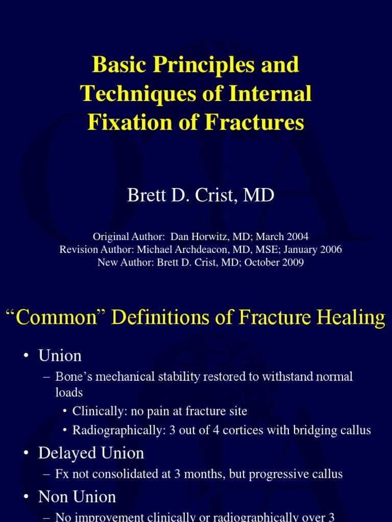 Basic Principles And Techniques Of Internal Fixation Of Fractures | PDF | Screw | Bone