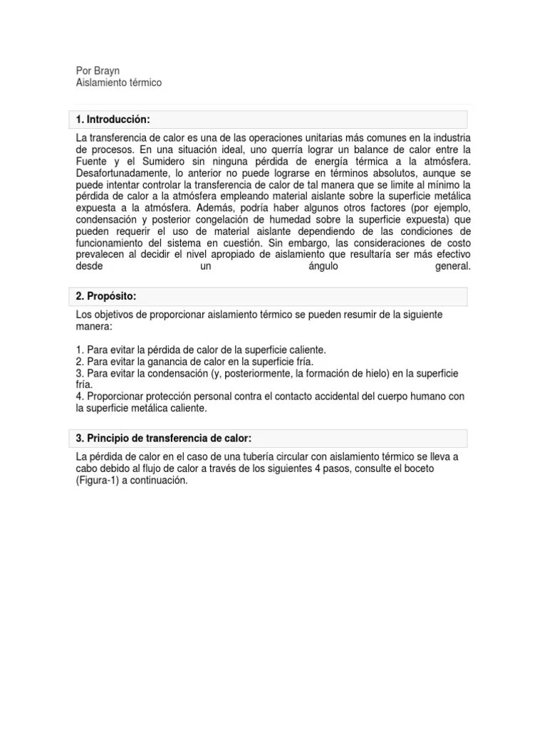 Aislamiento Termico 1 | PDF | Transferencia De Calor | Conduccion Termica