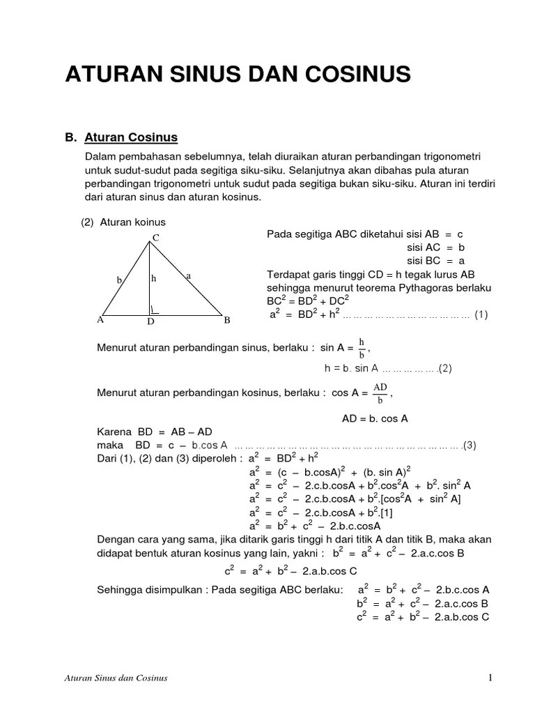 Matematika kelas 10 | apa itu aturan sinus dan cosinus? Soal Jawaban Aturan Sinus Dan Cosinus Kumpulan Contoh Surat Dan Soal Terlengkap