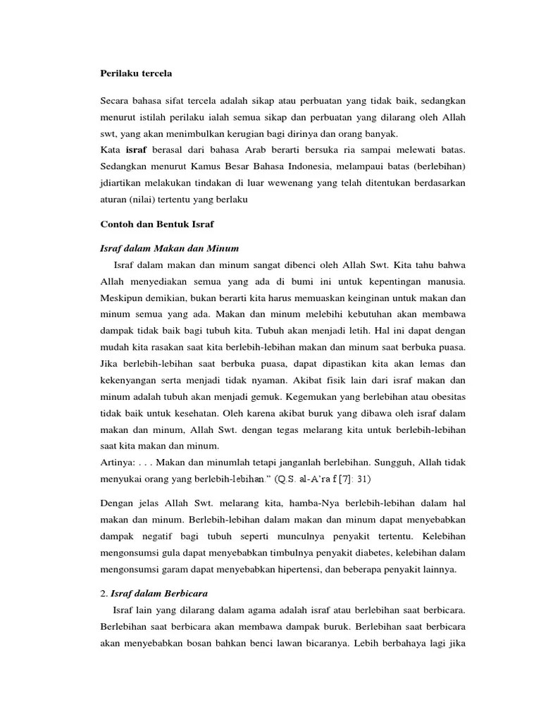 Contoh Perilaku Israf Dalam Kehidupan Sehari Hari - Temukan Contoh