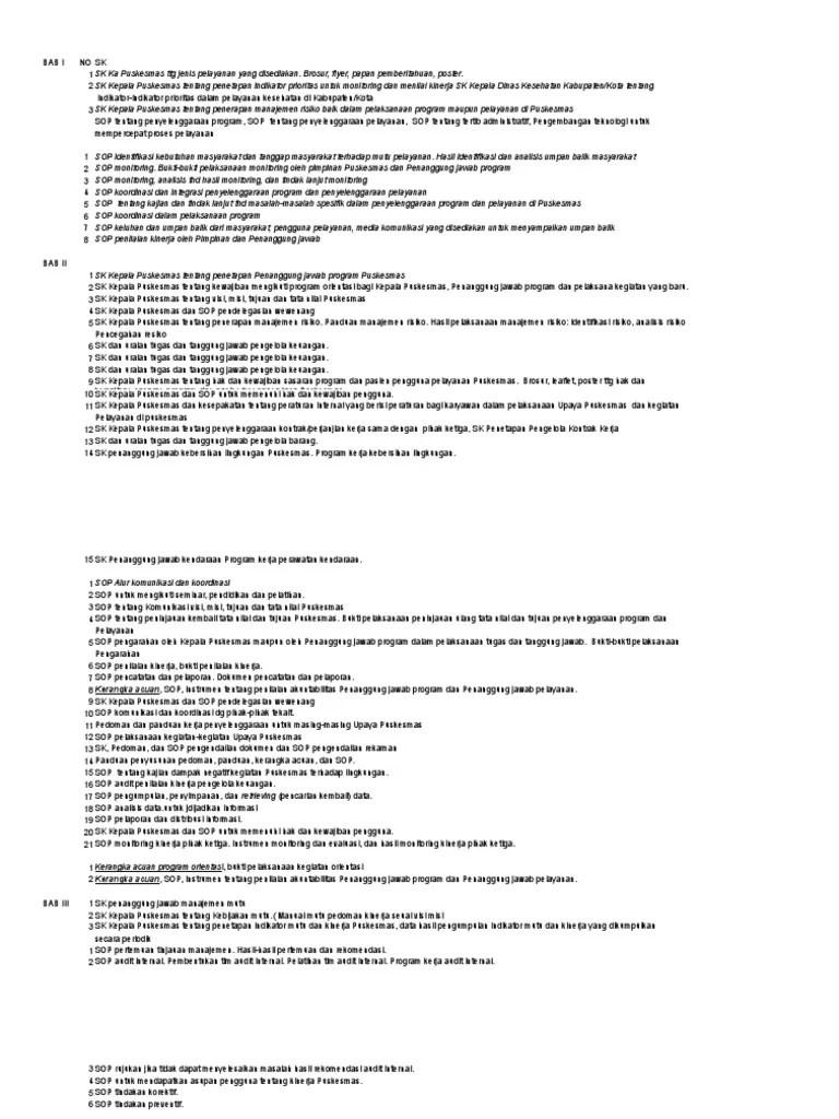 Jml kecamatan yg memiliki minimal 1 puskesmas yg tersertifikasi akreditasi. Dokumen Sk Dan Sop Akreditasi Pdf