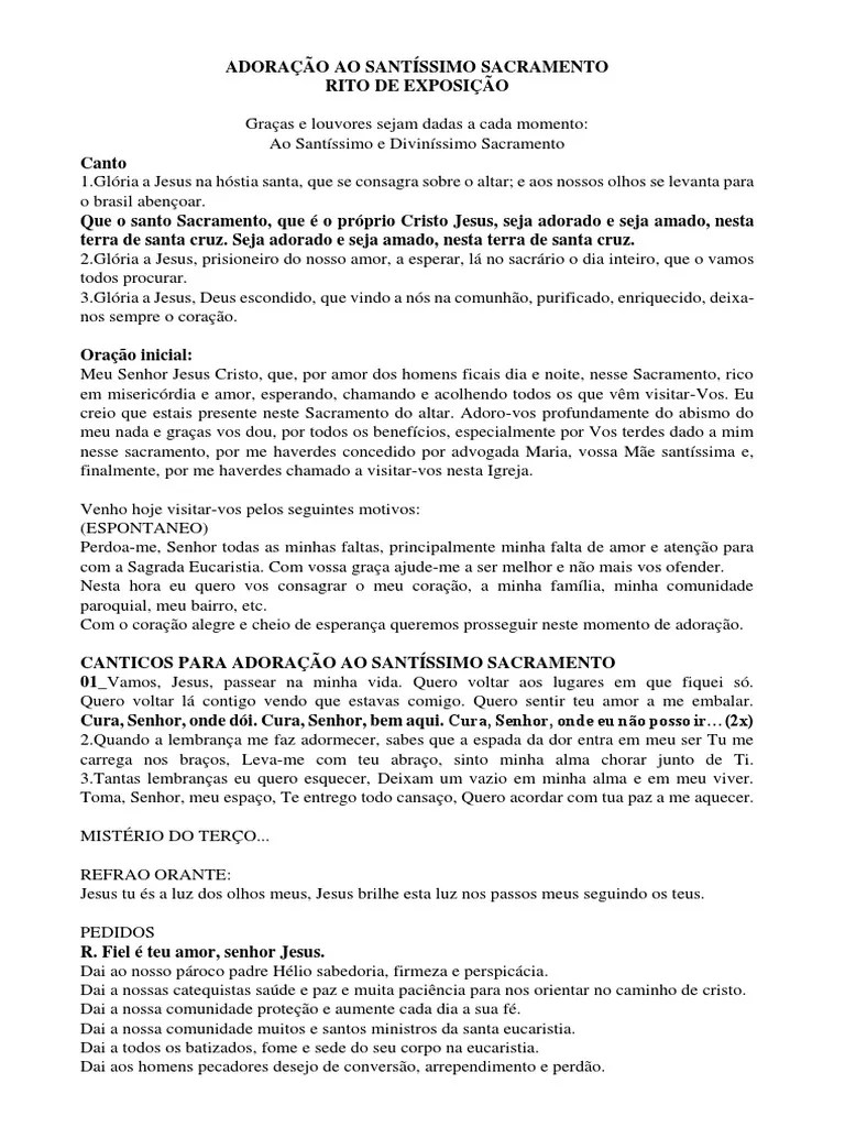 Adoração Ao Santíssimo Sacramento | PDF | Eucaristia | Padre