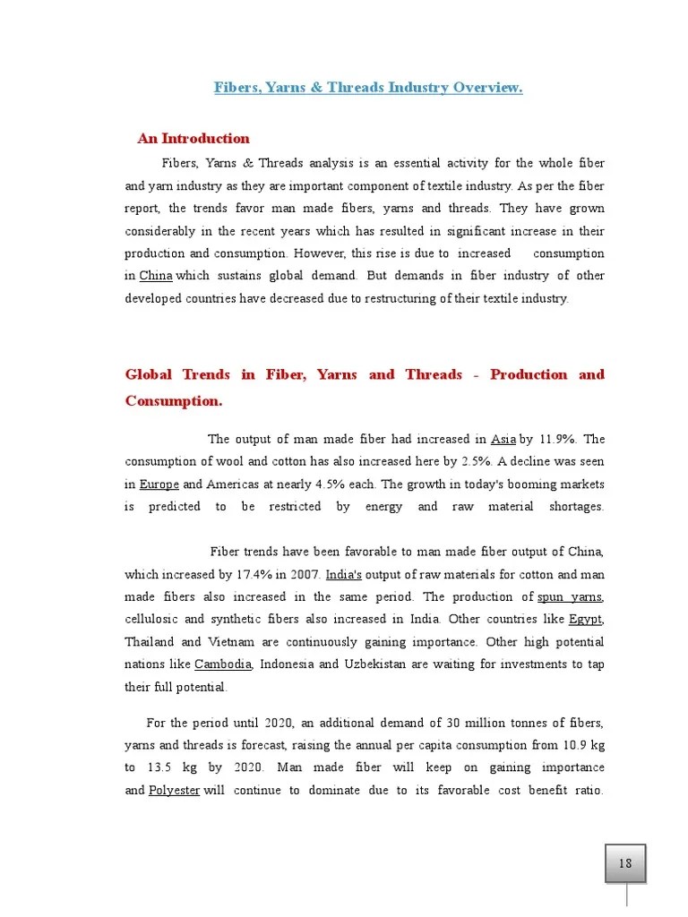 An Introduction: Fibers, Yarns & Threads Industry Overview | PDF | Consumer Behaviour | Yarn