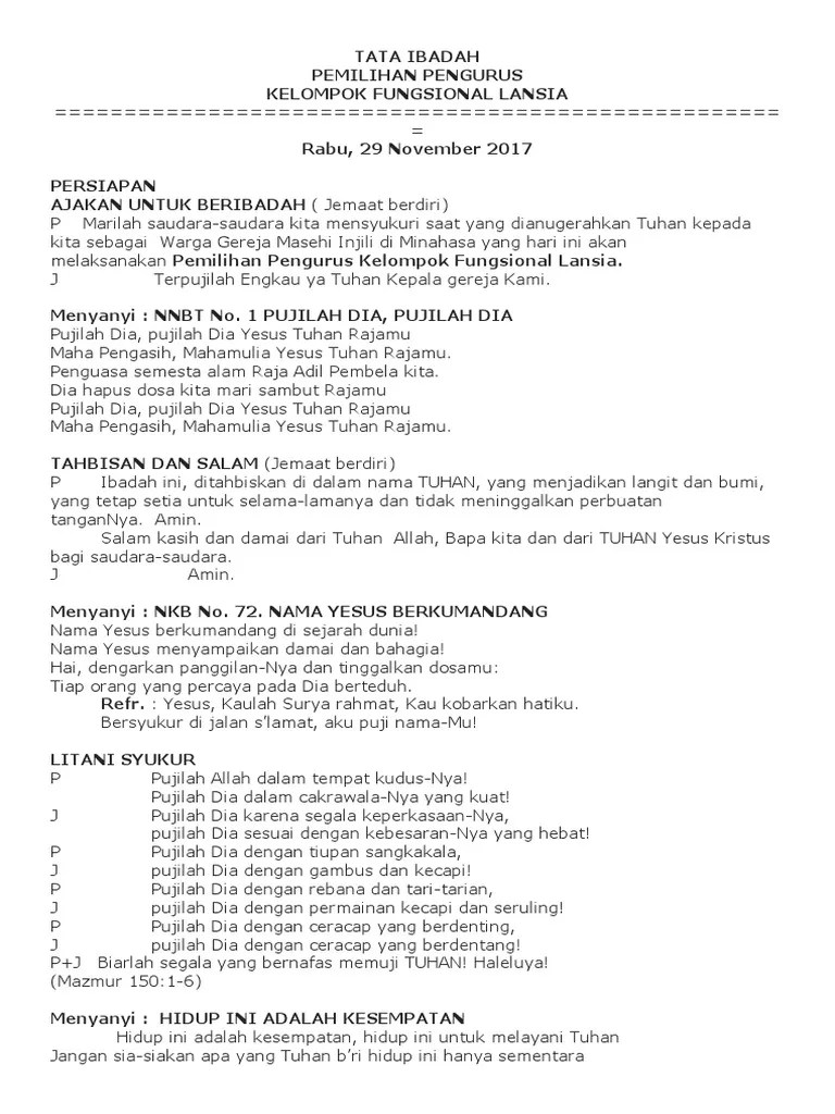 Bisa jadi natal tahun ini kita lalui dengan galau dan suasana hati . Tata Ibadah Lansia