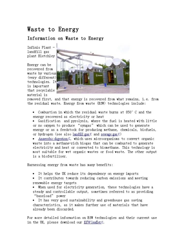 Waste To Energy | PDF | Gasification | Biogas