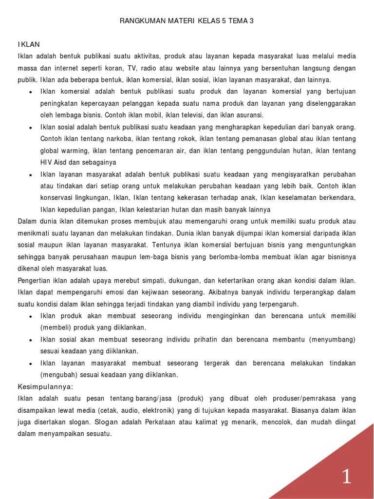 Rangkuman Tema 1 Subtema 3 Kelas 6 – Mudah