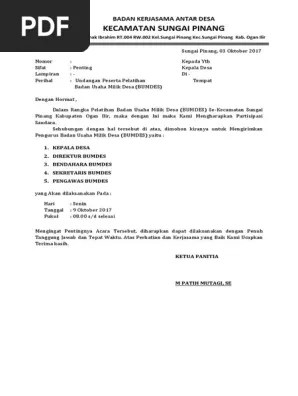 Contoh Undangan Lpj Bumdes Studi Indonesia