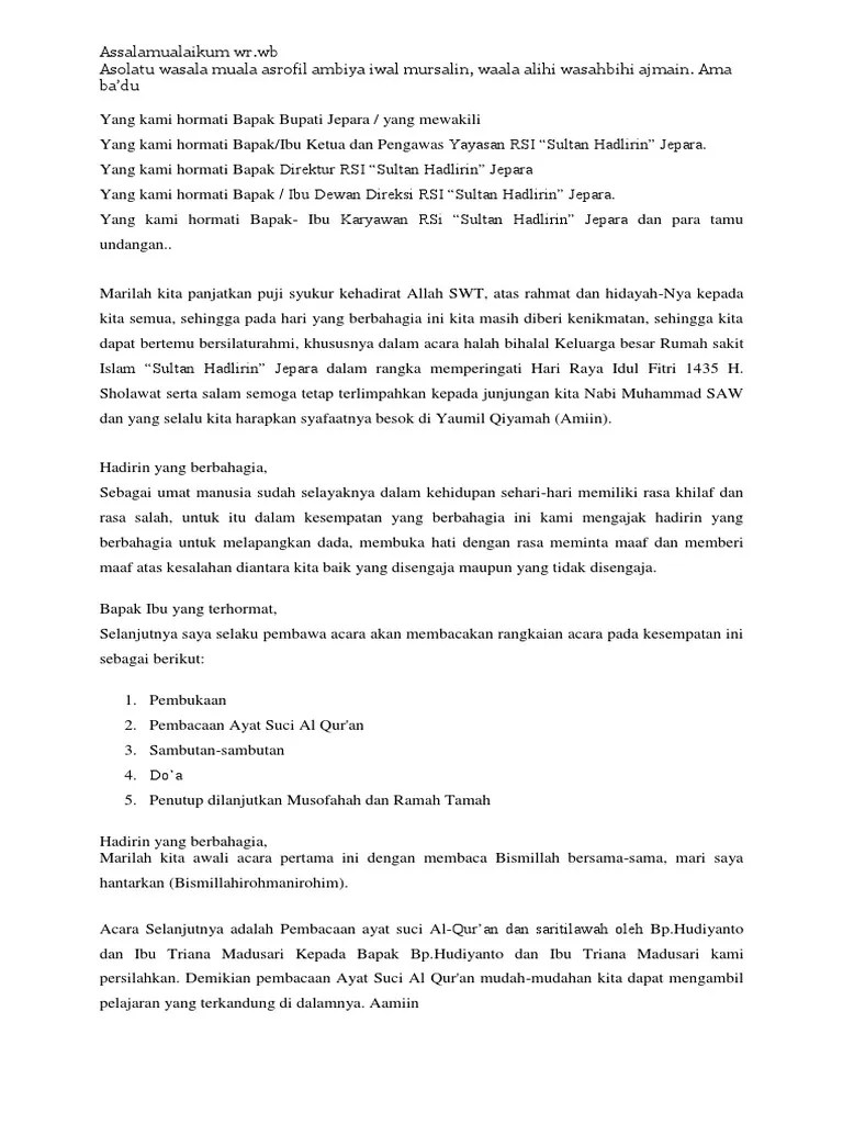 Kumpulan Contoh Mc Acara Halal Bihalal Idul Fitri - Kumpulan Contoh Teks MC
