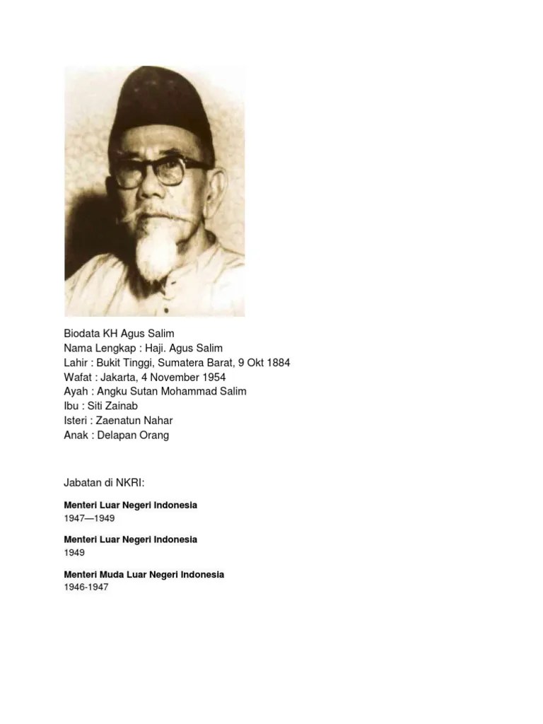 Biodata KH Agus Salim | PDF