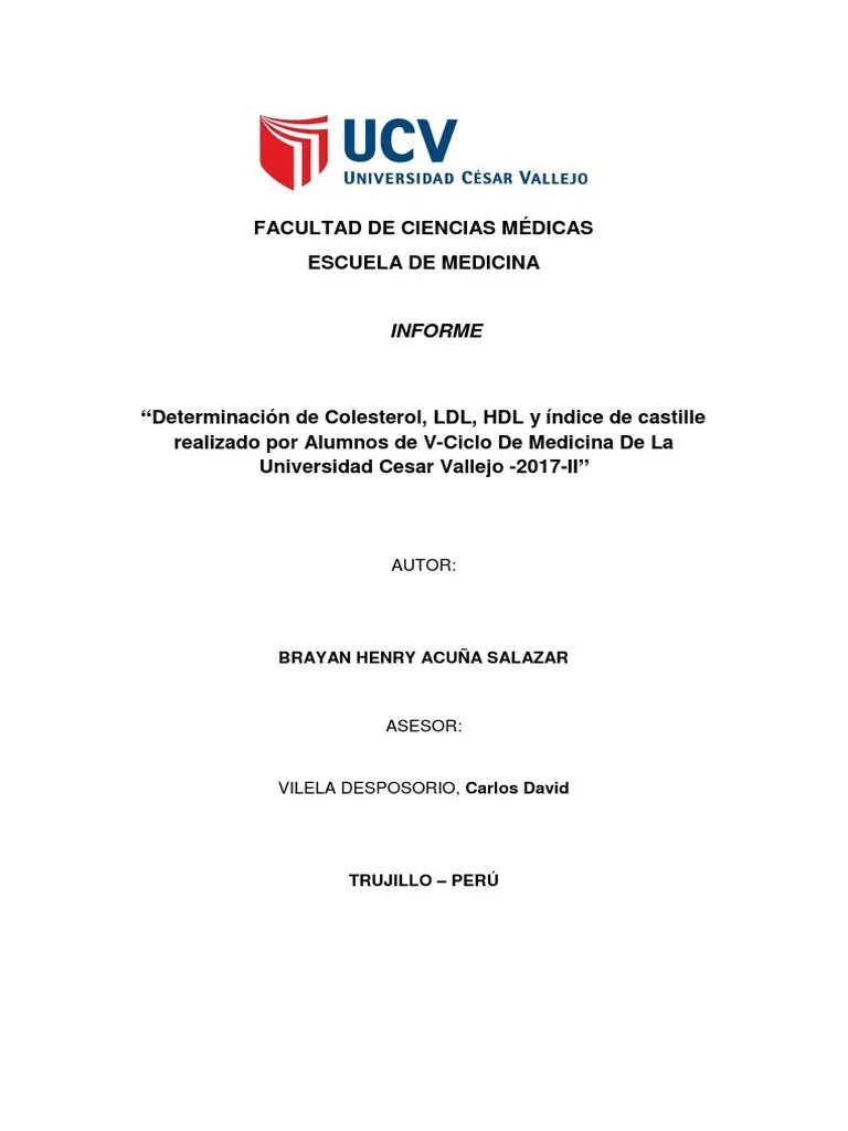 Análisis De Los Niveles De Colesterol, LDL Y HDL En Estudiantes De ...