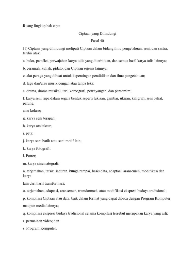 Ruang Lingkup Hak Cipta | PDF