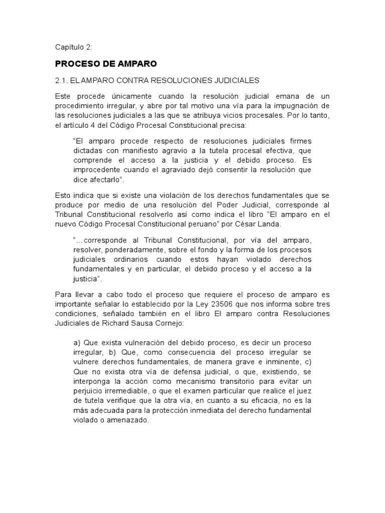 Proceso De Amparo En Expediente Judiciales | PDF | Ley Procesal | Derecho Constitucional