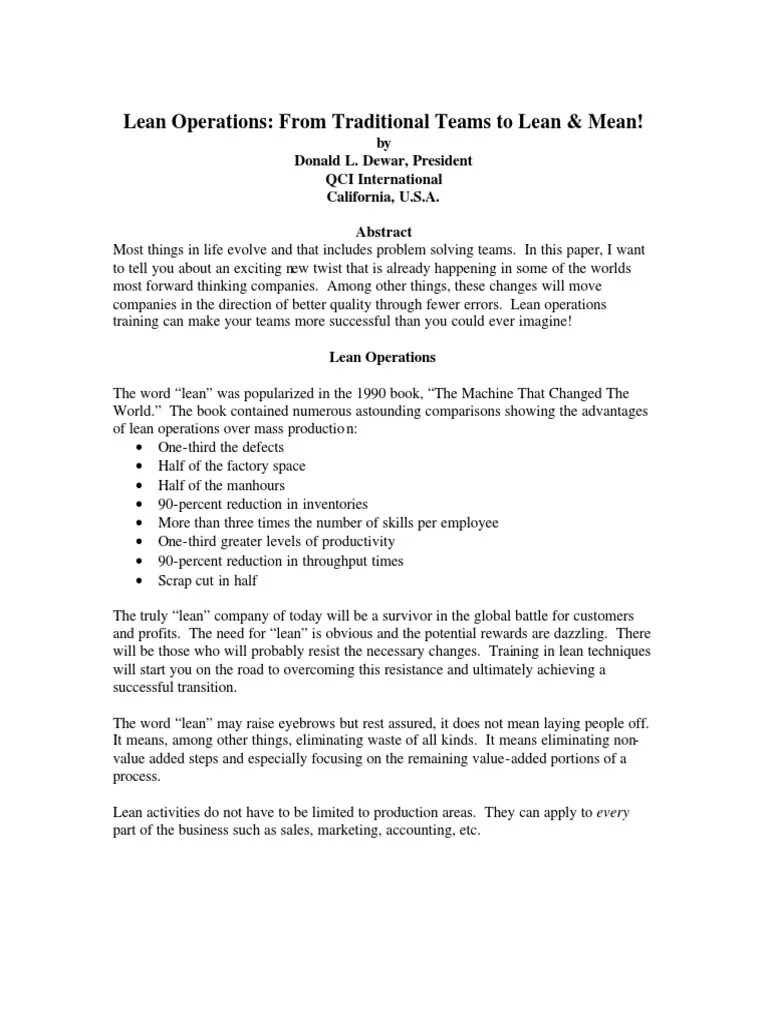 Lean Operations PDF | PDF | Lean Manufacturing | Production And ...