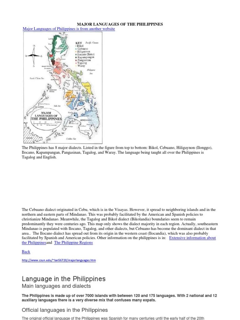 Major Languages Of The Philippines | PDF | Tagalog Language | Philippines