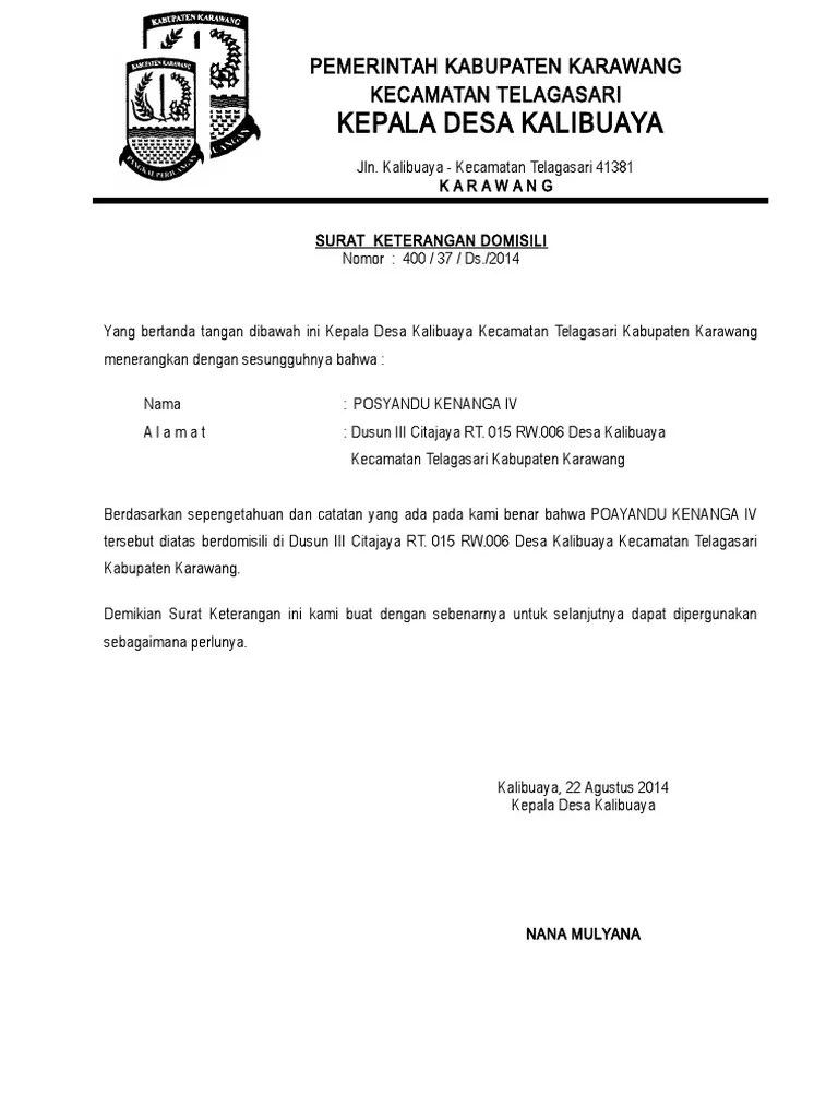 Surat ini adalah bukti bahwa pendatang telah melapor dan memiliki tempat tinggal tetap. Surat Keterangan Domisili Lembaga Pdf