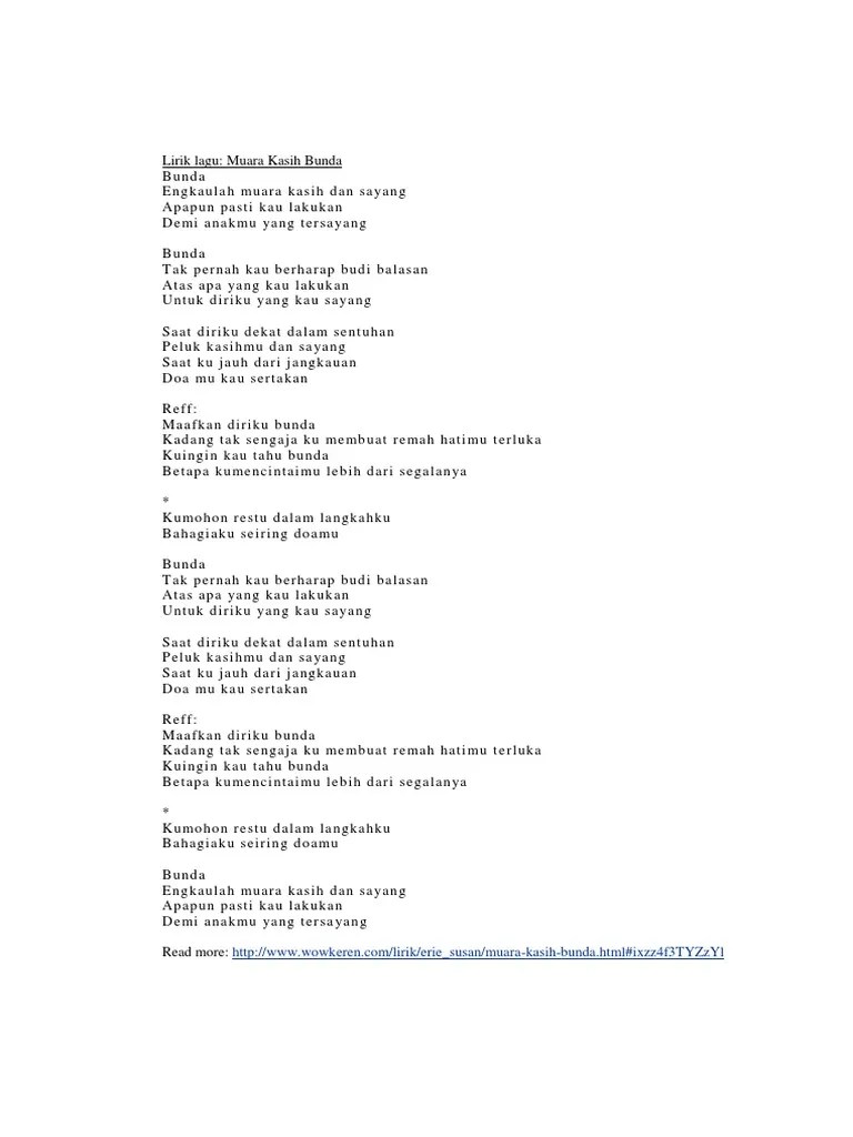 Lirik Lagu Bunda Eri Susan