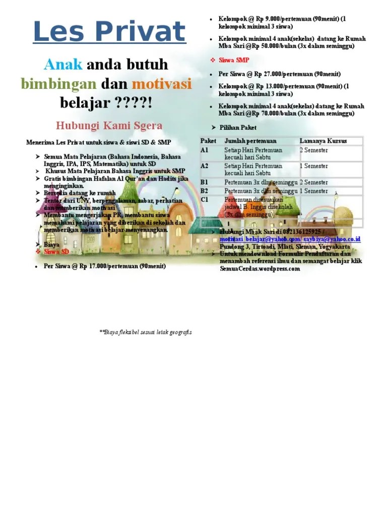 39 contoh pamflet pengertian ciri jenis manfaat tujuan. Brosur Les Privat Pdf