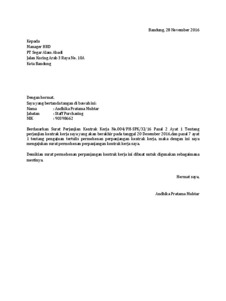 Kiraan upah bagi kerja pada hari rehat. Contoh Surat Permohonan Perpanjangan Kontrak Kerja Karyawan Swasta