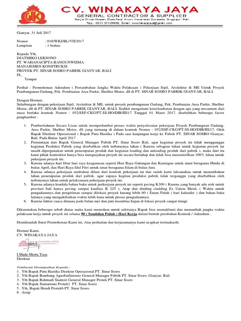 Download Contoh Surat Addendum 